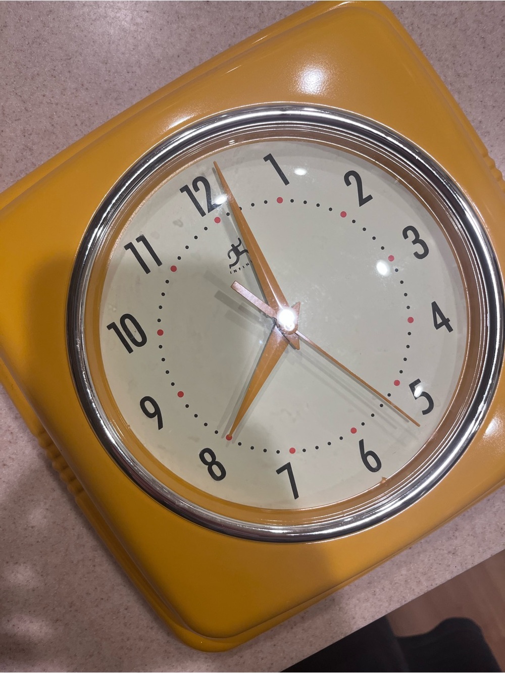 Mid-Century Style Yellow Wall Clock with Retro Dial